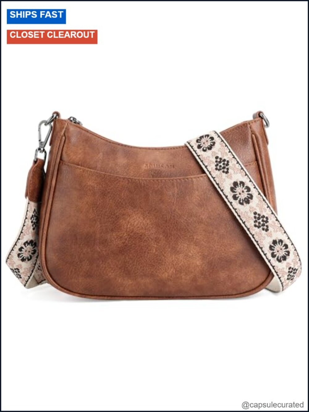 Vegan Leather Crossbody Purse Adjustable Strap Women Handbag